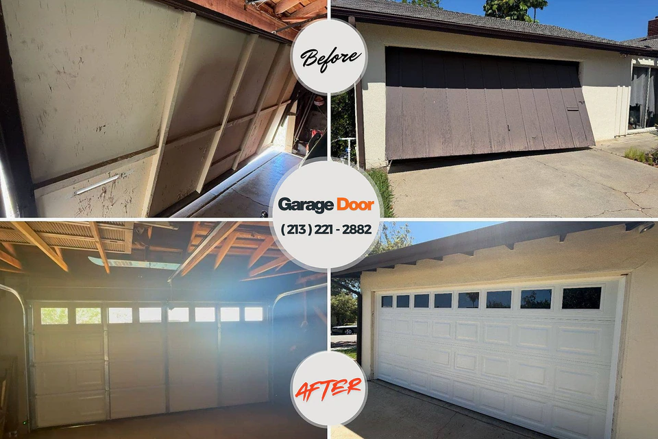 Before and after: garage door repair Waldwick, NJ